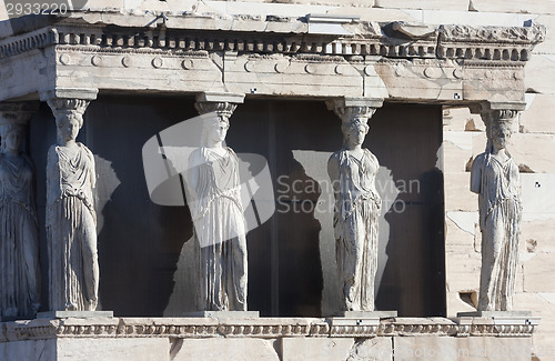 Image of Caryatids on Erechtheion of Erechtheum in Athens