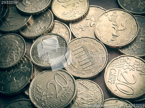 Image of Retro look Euro coins background