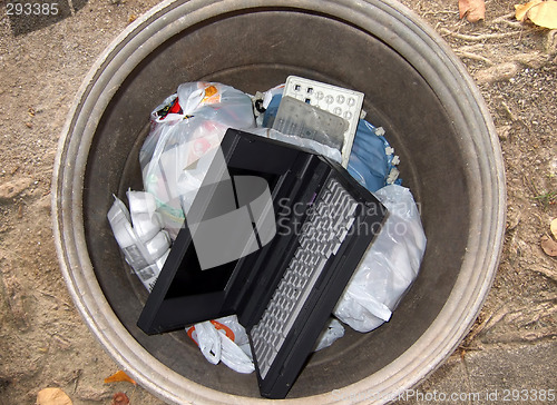 Image of Obsolete computer in the trashcan