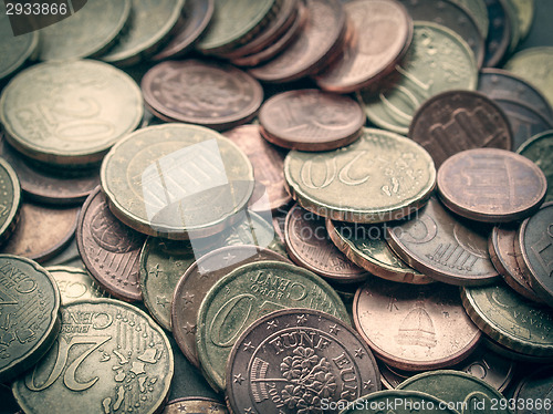 Image of Retro look Euro coins background