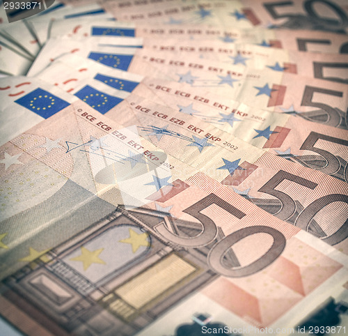 Image of Retro look Euro bankonotes background