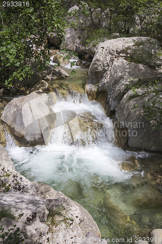 Image of Small waterfall on mountain stream 