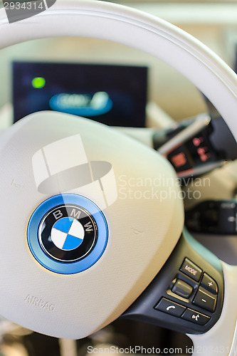 Image of White interior of environmentally friendly full-time electric BM