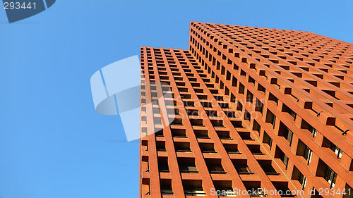 Image of modern red color upstairs building