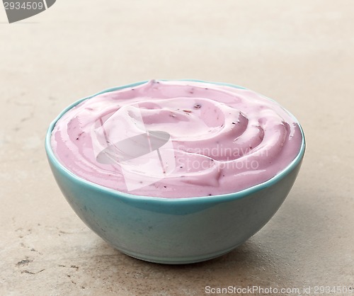 Image of bowl of pink blueberry yogurt