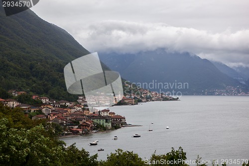 Image of View of italian village on Como lake