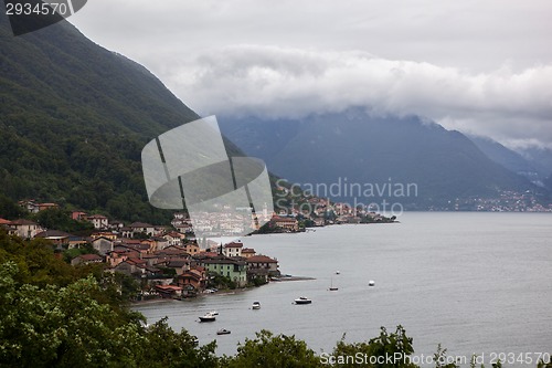 Image of View of italian village on Como lake