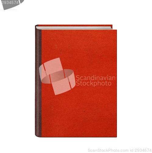 Image of Book with red leather hardcover isolated