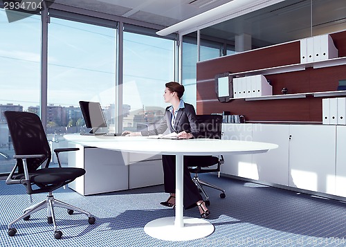 Image of businesswoman working in her office az