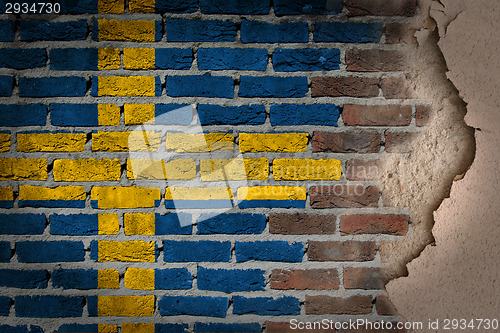 Image of Dark brick wall with plaster - Sweden