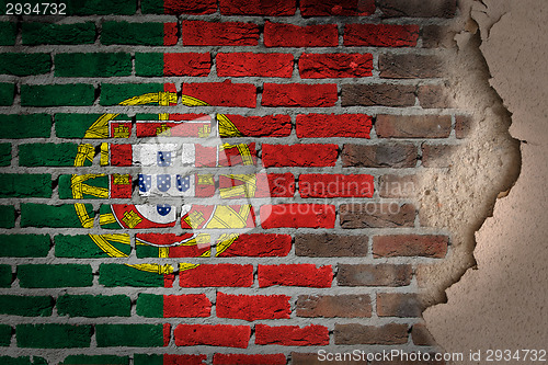 Image of Dark brick wall with plaster - Portugal