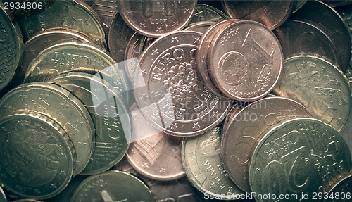Image of Retro look Euro coins background
