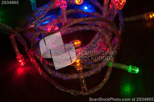 Image of Christmas lights on dark background