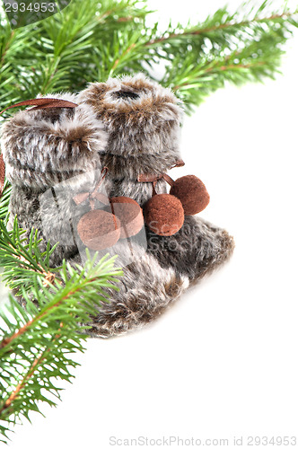 Image of Winter boots with christmas tree