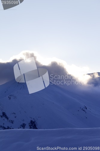 Image of Off-piste slope at evening