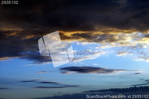 Image of Dark sunset sky on summer sea