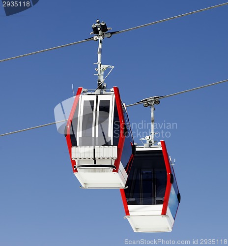 Image of Two gondola lifts close-up view