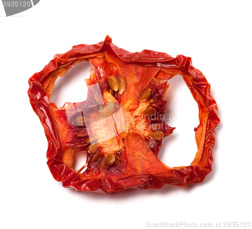 Image of Dried slice of tomato isolated on white background