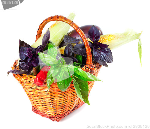 Image of Vegetables in wicker basket