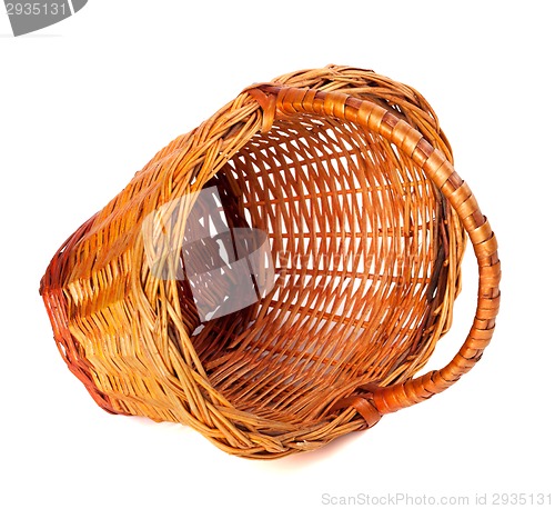 Image of Empty wicker basket on white background. 