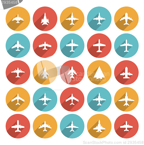 Image of vector icons of airplanes