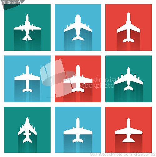 Image of vector icons of airplanes