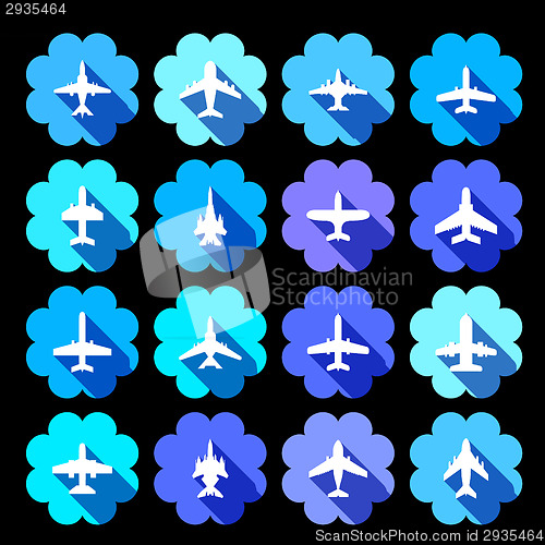 Image of vector icons of airplanes