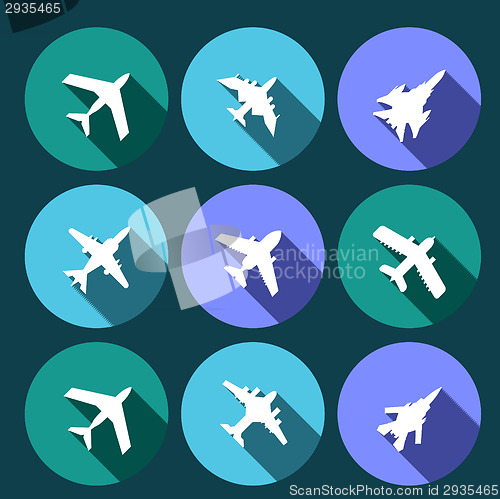 Image of vector icons of airplanes