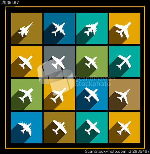 Image of vector icons of airplanes