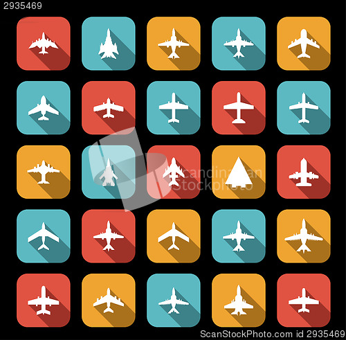 Image of vector icons of airplanes