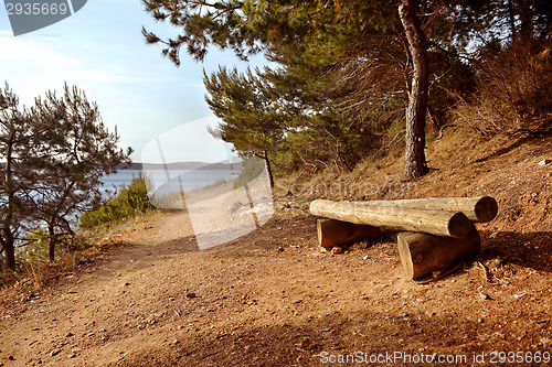 Image of Wooden bench in national park Premantura