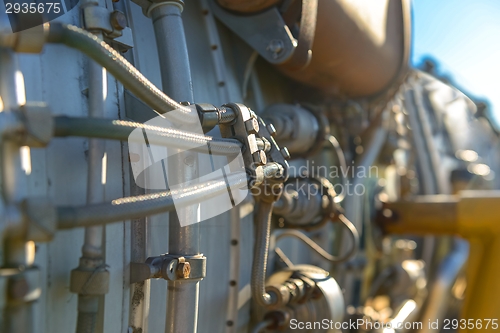 Image of Jet engine of a fighter plane closeup