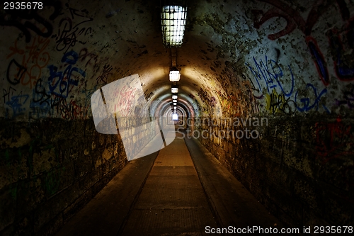 Image of Dark undergorund passage with light