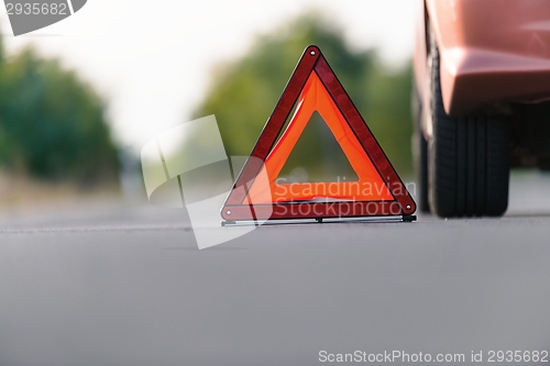 Image of Red triangle of a car