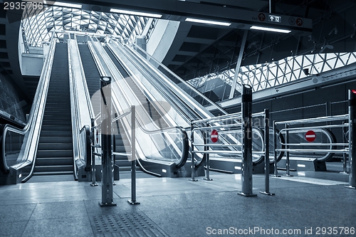 Image of Moving escalator in the business center