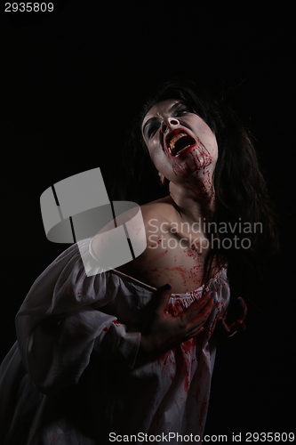 Image of Psychotic Bleeding Woman in a Horror Themed Image