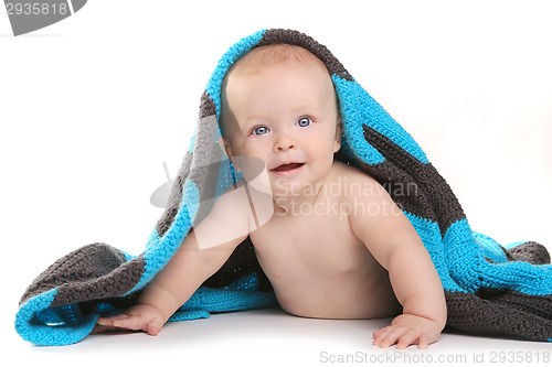 Image of Happy Adorable Baby on a White Background