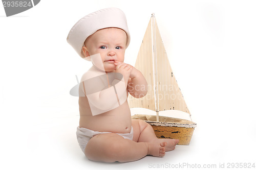 Image of Happy Adorable Baby on a White Background