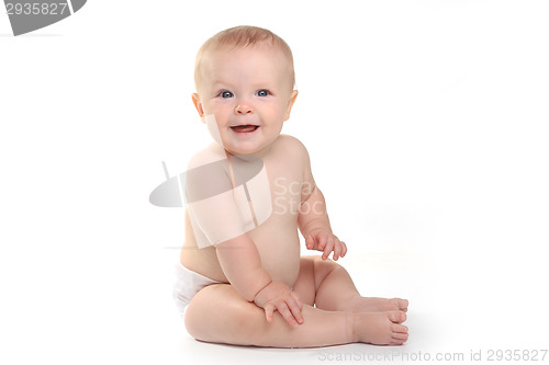 Image of Happy Adorable Baby on a White Background