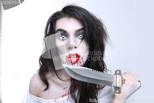 Image of Psychotic Bleeding Woman in a Horror Themed Image