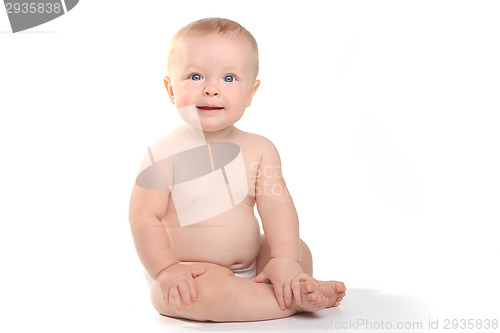 Image of Happy Adorable Baby on a White Background