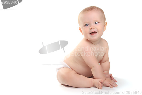 Image of Happy Adorable Baby on a White Background