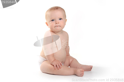 Image of Happy Adorable Baby on a White Background