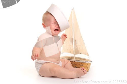 Image of Happy Adorable Baby on a White Background