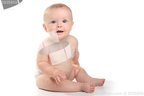Image of Happy Adorable Baby on a White Background