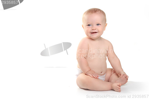 Image of Happy Adorable Baby on a White Background