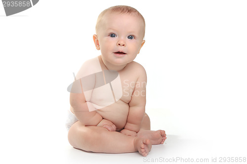 Image of Happy Adorable Baby on a White Background