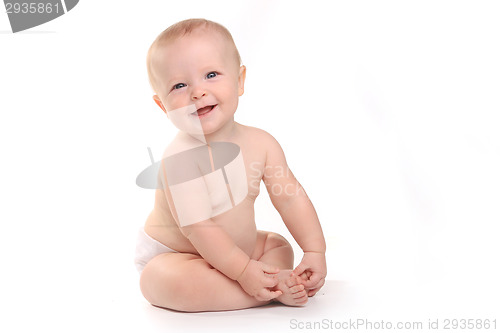 Image of Happy Adorable Baby on a White Background