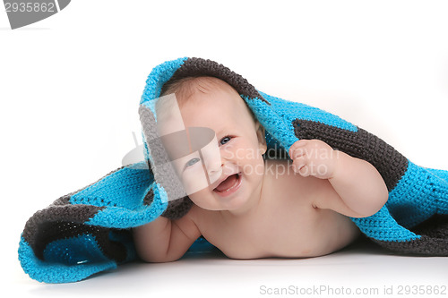 Image of Happy Adorable Baby on a White Background