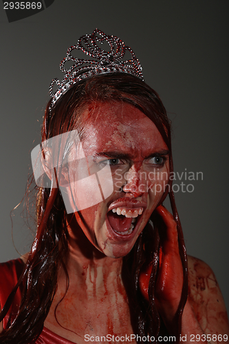 Image of Psychotic Bleeding Woman in a Horror Themed Image